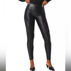 SPANX Black Women's Moto faux leather Leggings